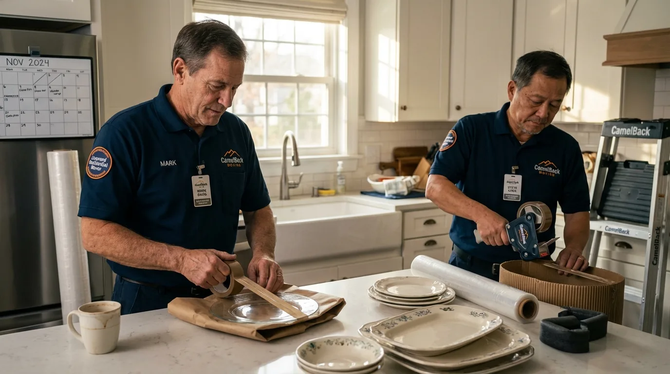 Professional crew packing kitchen dishware in Cripple Creek, CO